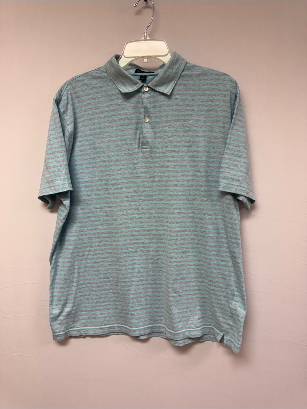 Peter Millar Striped Polo Shirt Men’s Teal Size Large